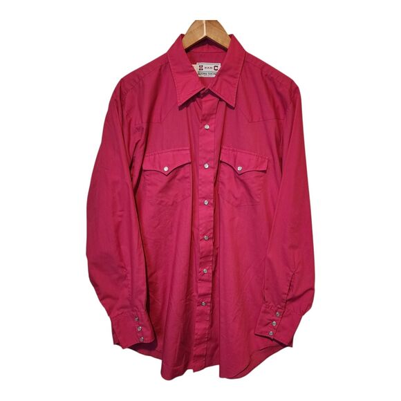 Vintage H Bar C Shirt Pearl Snap Western Button USA 17/34 XL Rodeo 70s 80s - Picture 1 of 6
